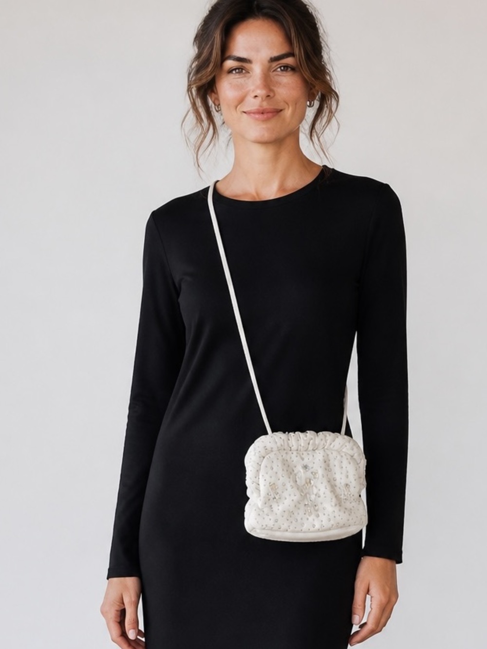 Rita Diana‎ for Mylinka Rhinestone White Handbag